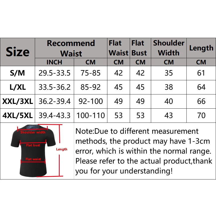 Sauna Sweat Shirt for Men Short Sleeves Body Shaper Gym Exercise Fitness Top Shapewear Sauna Sweat T-Shirt Waist Slimming Tops