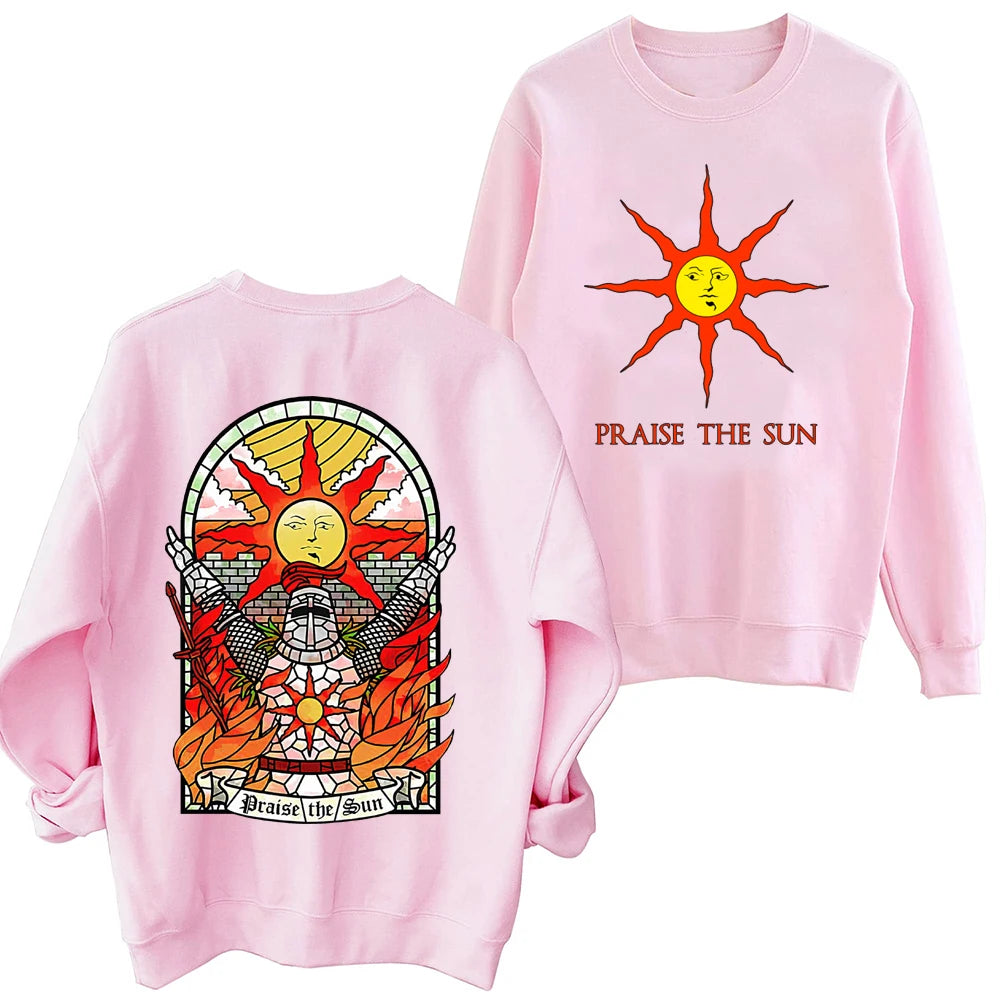 Dark Souls Praise The Sun Sweatshirt Man Woman Harajuku Round Neck Long Sleeve Oversized