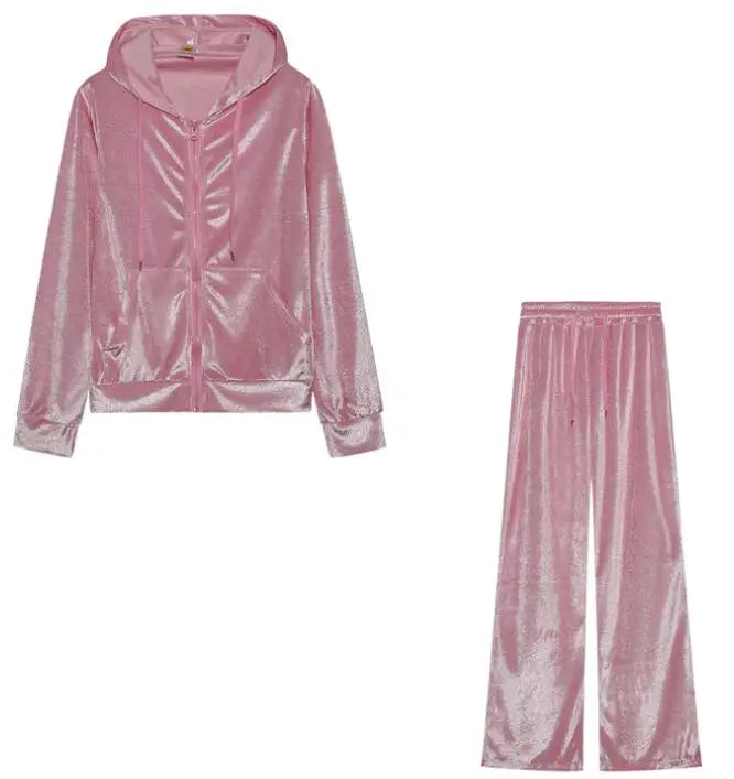 2025 Autumn Winter Women Sweatshirt Set Solid Color Casual Simple Hooded 2 Piece Set Fashion Gym Jogging Woman Pant Sets