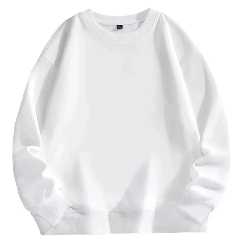 Men's Casual Round Neck Long-sleeved Pullover Sweatshirt Men's Classic Solid Color Top Couples Wear Daily Essential Clothing