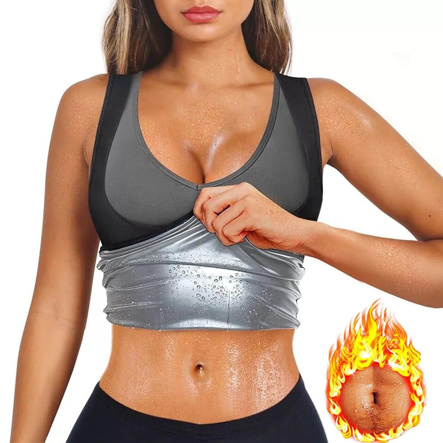 1pc Sweat Sauna Vest for Women-Sauna Suit for Women,Sauna Shirt for Women Workout-Slimming Faja-Hot Sweat Sauna Shirt