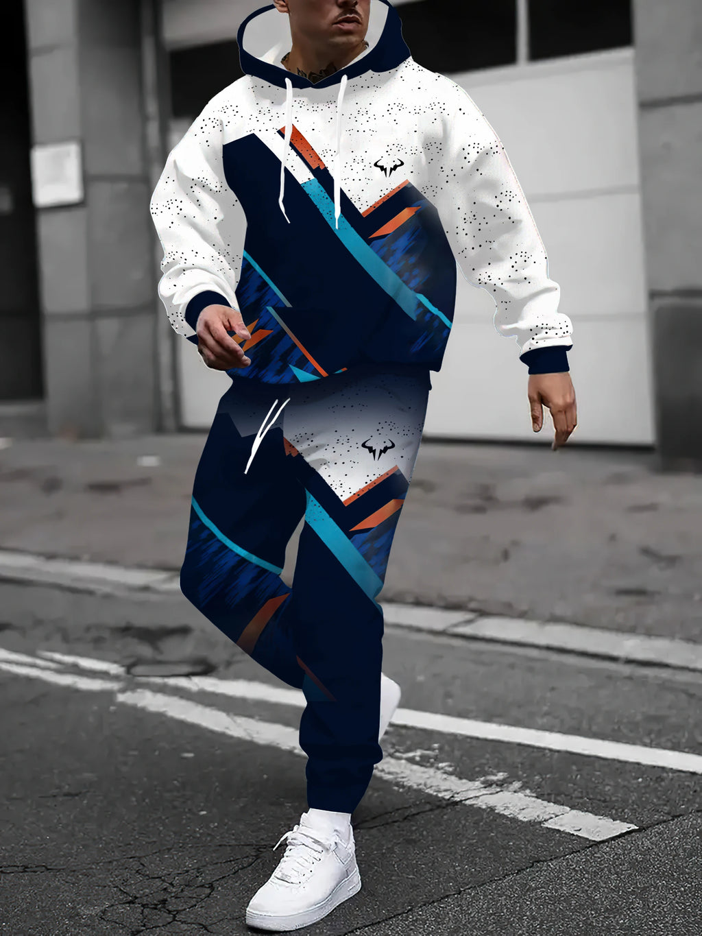 The new men's sweatshirt set for Spring and Autumn 2025 is comfortable soft casual and features 3D printed roller skating