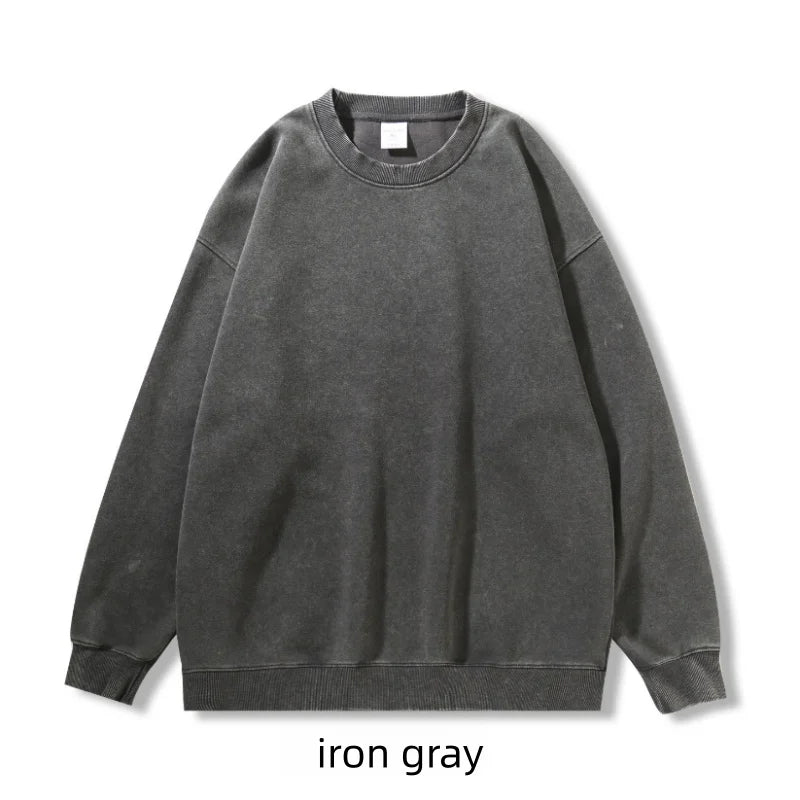 Washed Sweatshirt for Men Women Cotton Loose O-Neck Oversized Clothing Korean Y2k Tops Casual Vintage Long Sleeve Hoody 2026