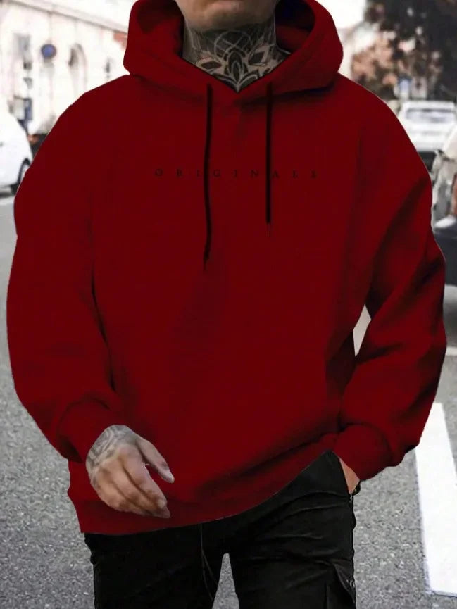 Men's and women's hooded sweatshirt original letter printed long sleeved trendy casual loose warm pullover