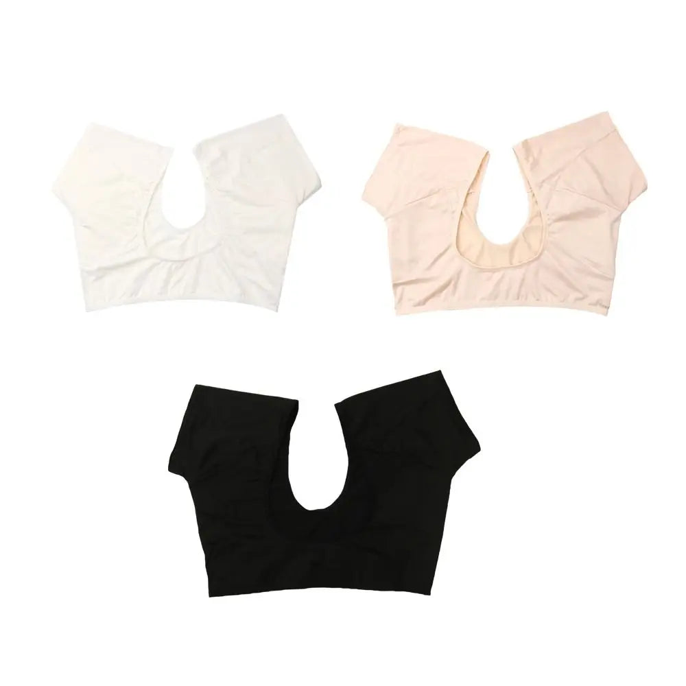 Summer Reusable Sweat T-Shirt Solid Color Silk Underarm Sweat Vest Washable Soft Sweats Proof Vest Women