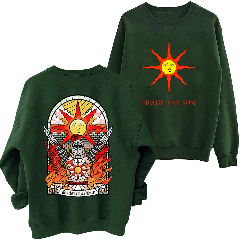 Dark Souls Praise The Sun Sweatshirt Man Woman Harajuku Round Neck Long Sleeve Oversized