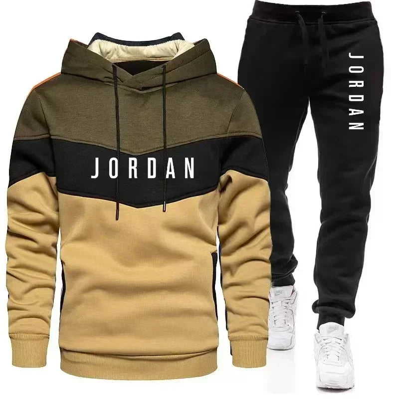 Men's Hooded Sweatshirt Set 2-Piece Tracksuit 2025 Autumn Winter Thermal Jogging Suit Long Sleeve Athletic Wear Gym Fitness Trai