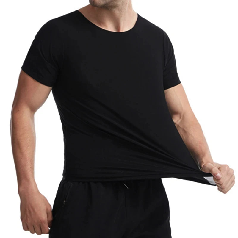 Sauna Sweat Shirt for Men Short Sleeves Body Shaper Gym Exercise Fitness Top Shapewear Sauna Sweat T-Shirt Waist Slimming Tops
