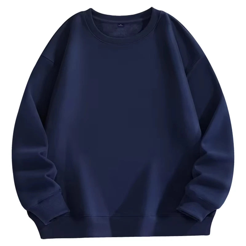 Men's Casual Round Neck Long-sleeved Pullover Sweatshirt Men's Classic Solid Color Top Couples Wear Daily Essential Clothing